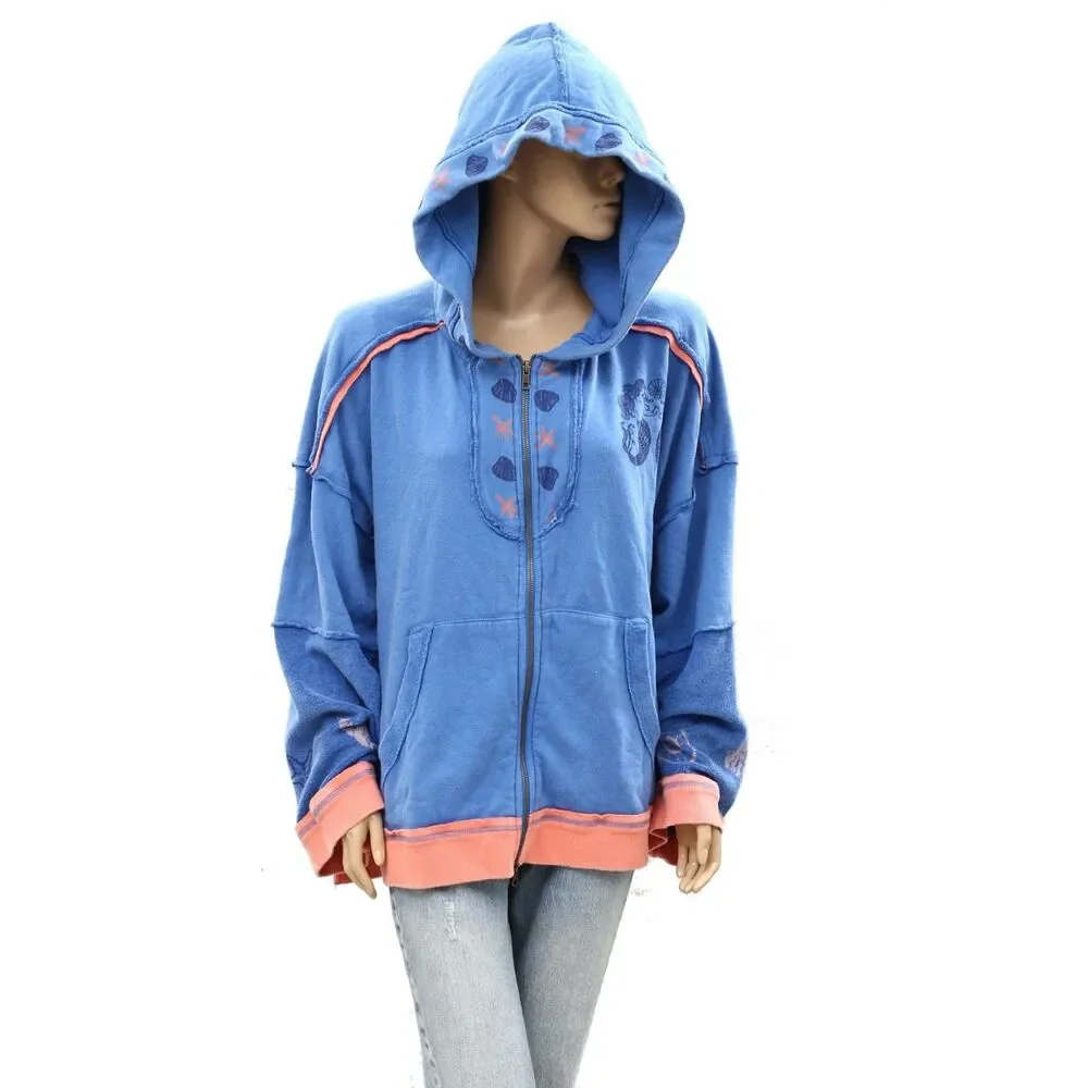 Free People We the Free Seashell Cardi Cropped Jacket Top Oversized S 288850